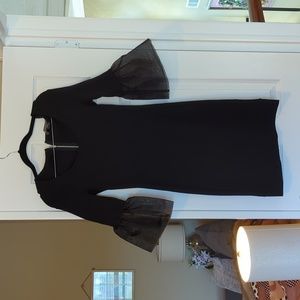 FRENCH CONNECTION BODY-CON CHIFFON BELL SLEEVES